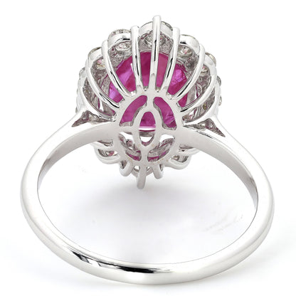 Natural Ruby Oval Halo Diamond Ring