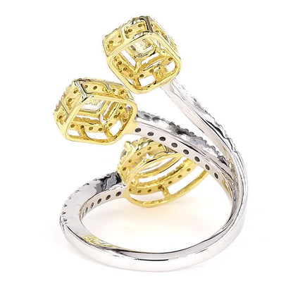 Multi Stone Spiral Natural Yellow Diamond Wrap Ring