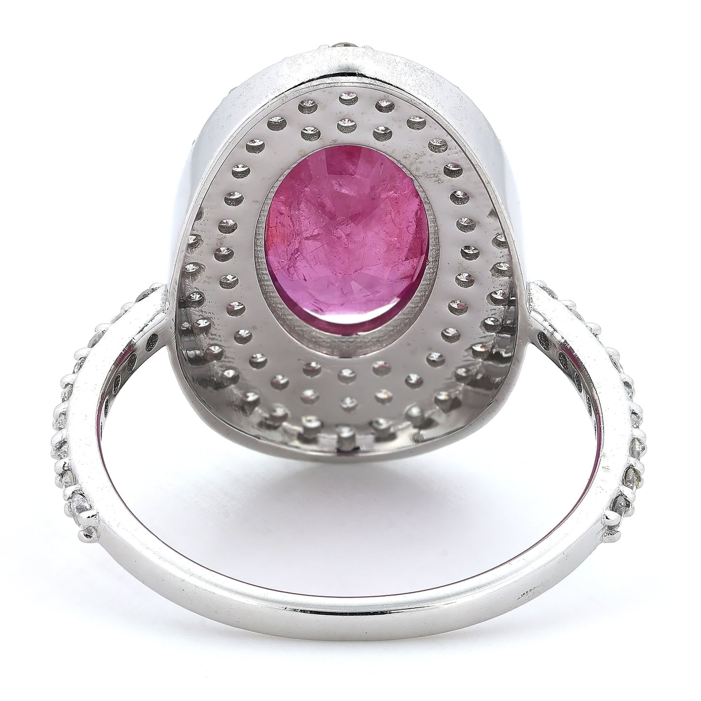 Oval Ruby Halo Diamond Ring