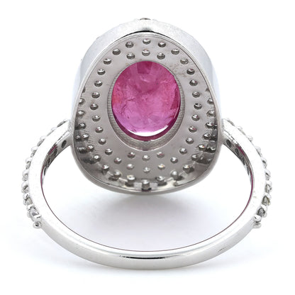 Oval Ruby Halo Diamond Ring