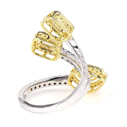 Multi Stone Spiral Natural Yellow Diamond Wrap Ring
