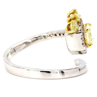 Yellow Natural Diamond Floral Halo Wrap Ring