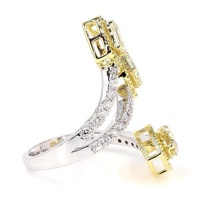 Multi Stone Spiral Natural Yellow Diamond Wrap Ring