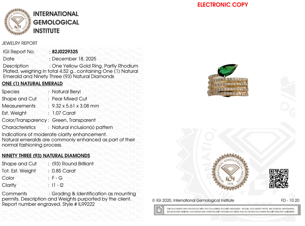 International Gemological Institute (IGI) laboratory report 82J0229325