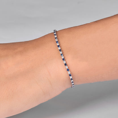 Natural Sapphire Diamond Tennis Bracelet