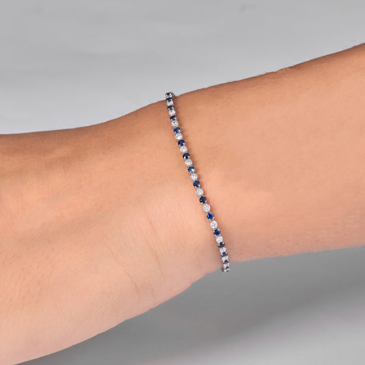 Natural Sapphire Diamond Tennis Bracelet