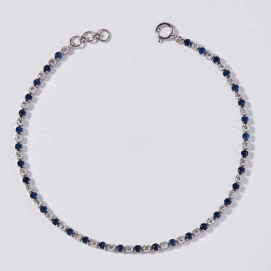 Natural Sapphire Diamond Tennis Bracelet
