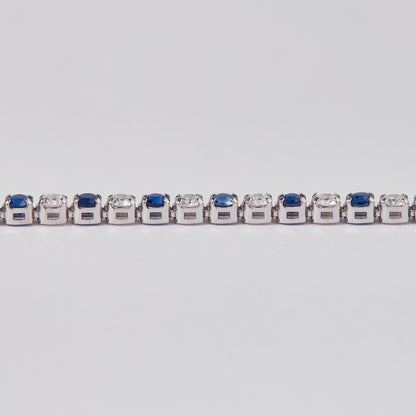 Natural Sapphire Diamond Tennis Bracelet