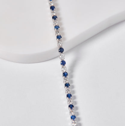 Natural Sapphire Diamond Tennis Bracelet