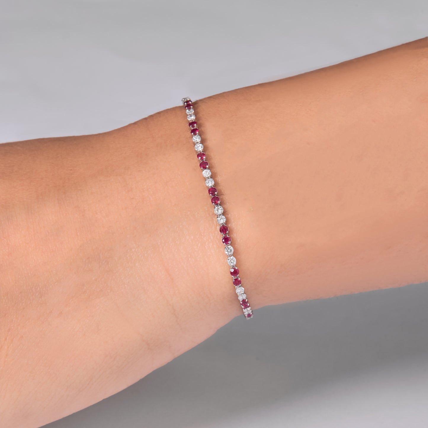 Natural Ruby Diamond Tennis Bracelet