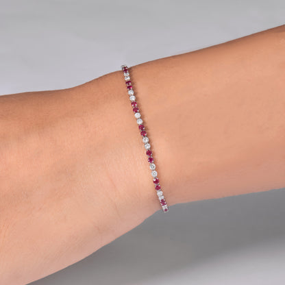 Natural Ruby Diamond Tennis Bracelet