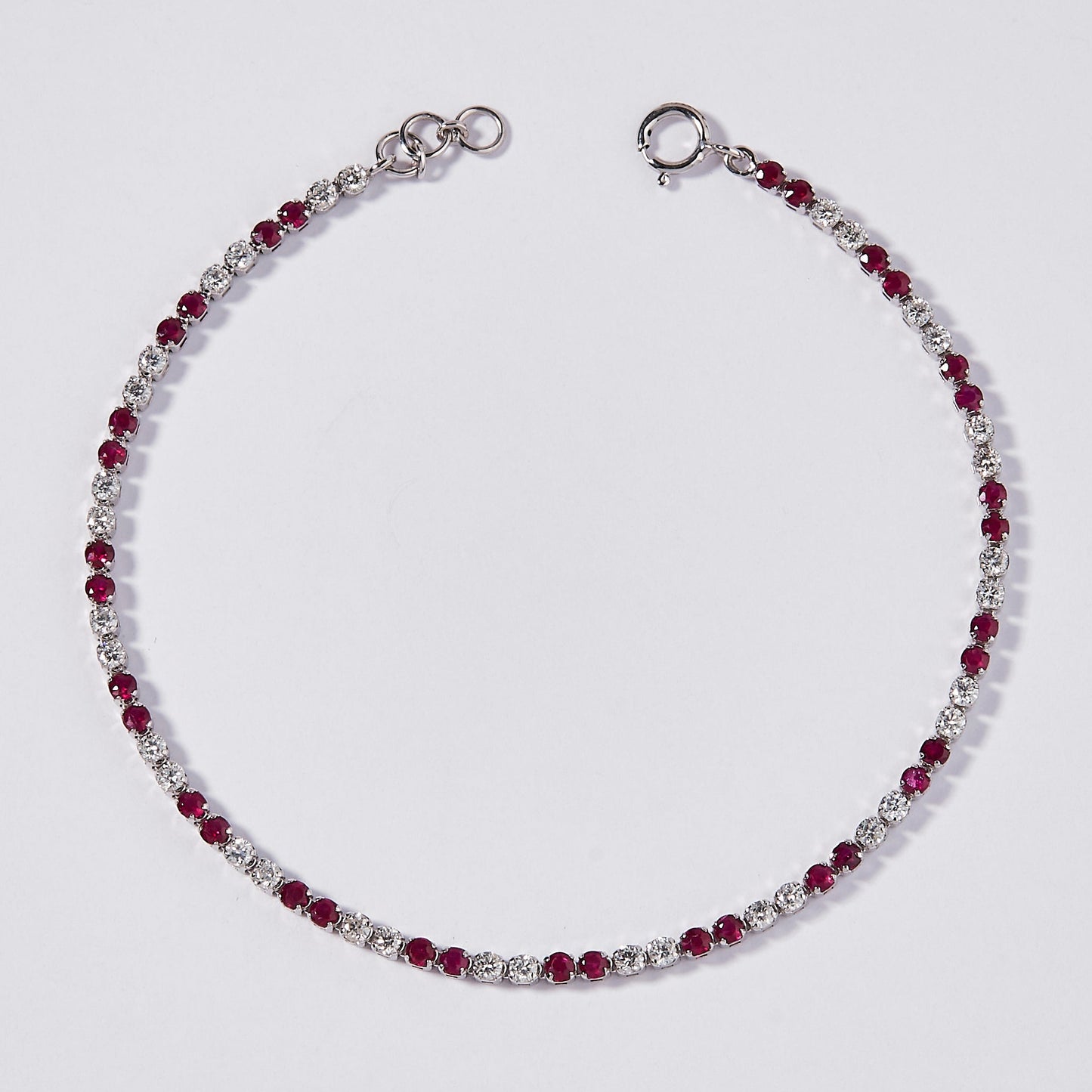 Natural Ruby Diamond Tennis Bracelet