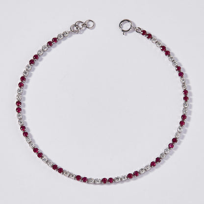 Natural Ruby Diamond Tennis Bracelet
