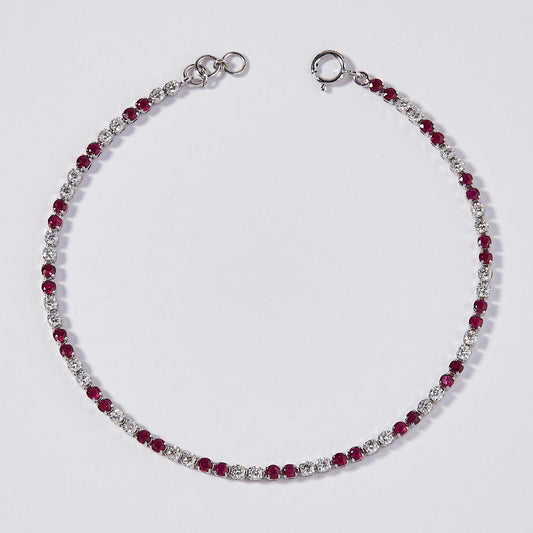 Natural Ruby Diamond Tennis Bracelet