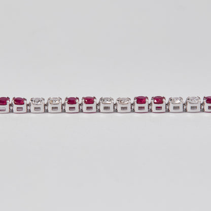 Natural Ruby Diamond Tennis Bracelet