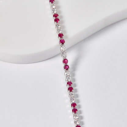 Natural Ruby Diamond Tennis Bracelet