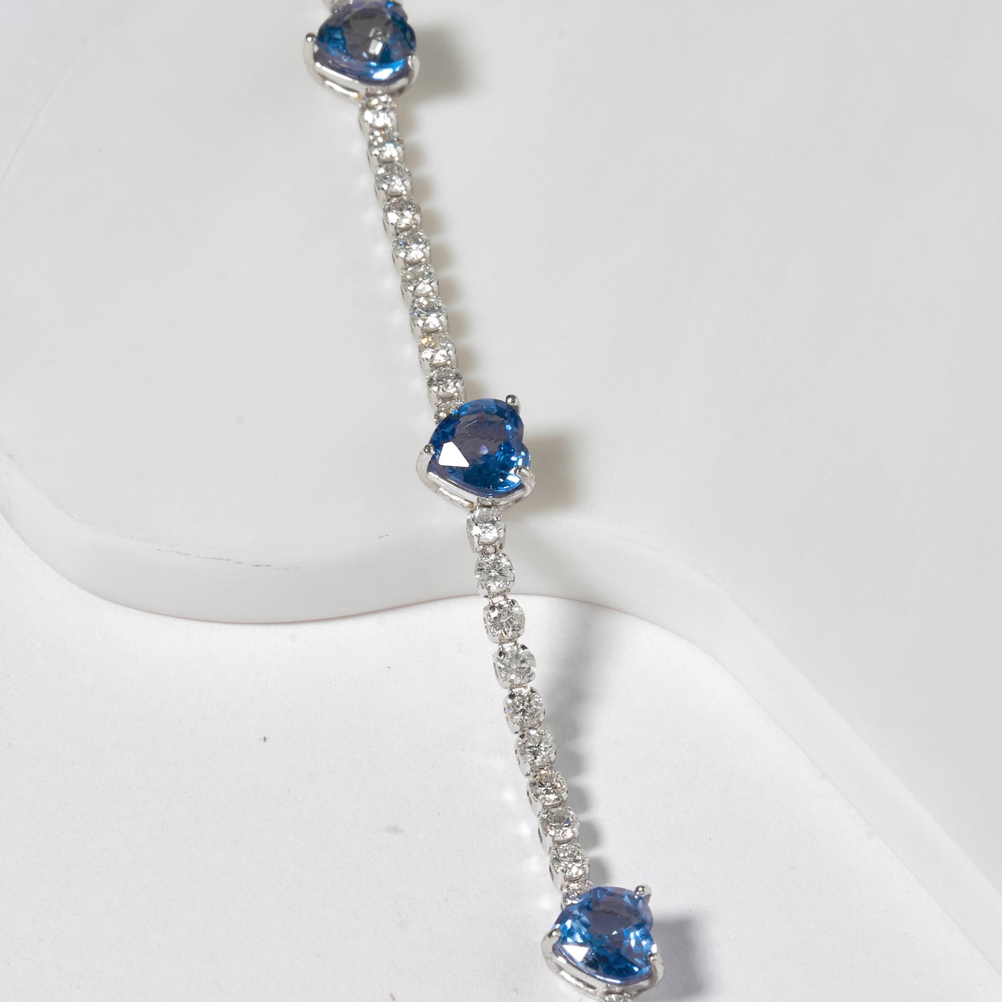 Blue Heart Sapphire Diamond Tennis Bracelet