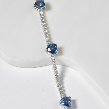 Blue Heart Sapphire Diamond Tennis Bracelet