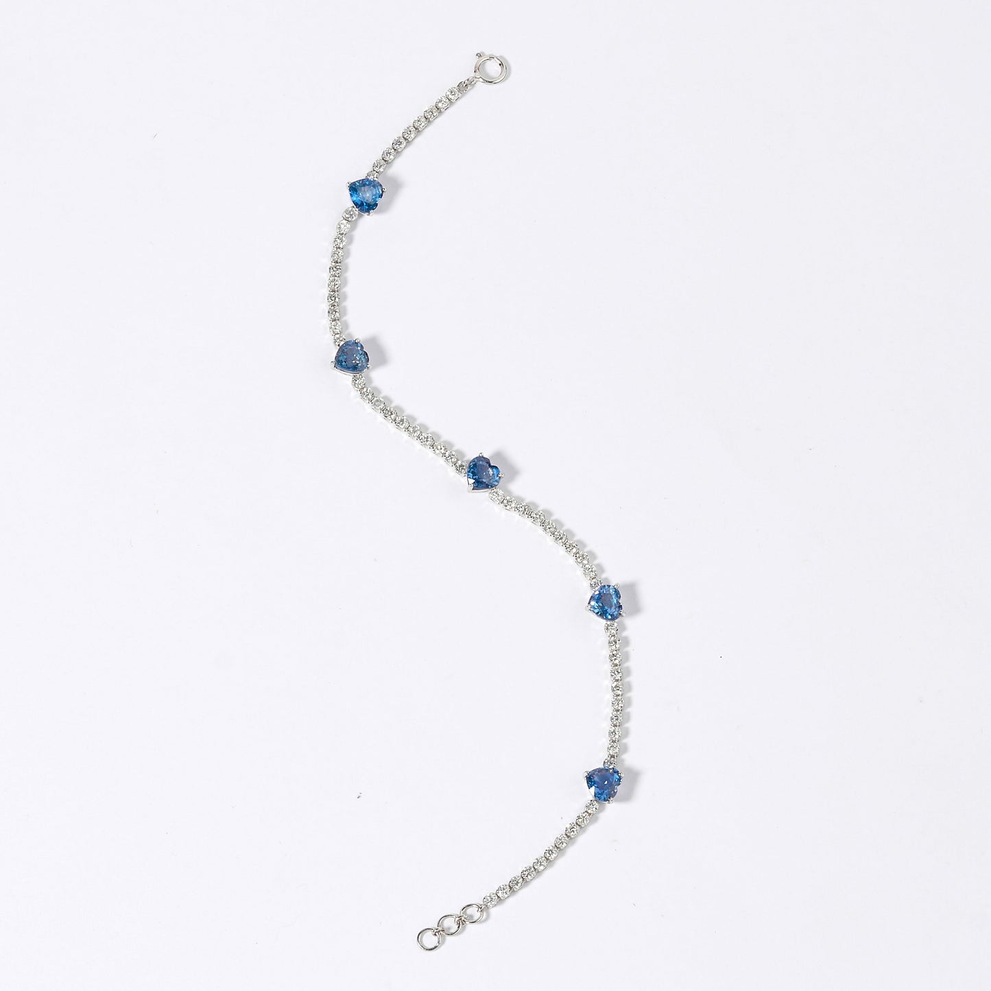 Blue Heart Sapphire Diamond Tennis Bracelet