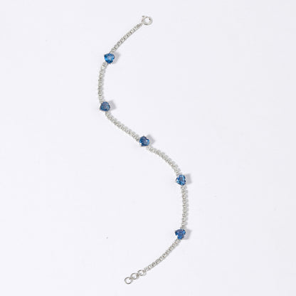 Blue Heart Sapphire Diamond Tennis Bracelet