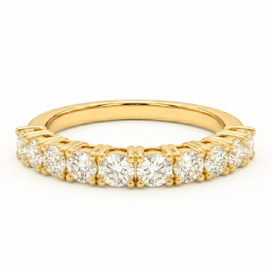 Round Natural Diamond Prong Set Half Eternity Ring in 14K Gold