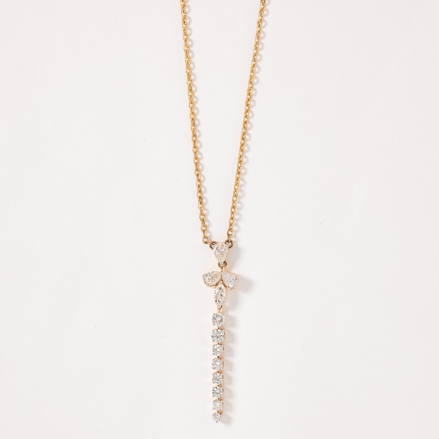 Marquise Pear Vertical Pendant Necklac