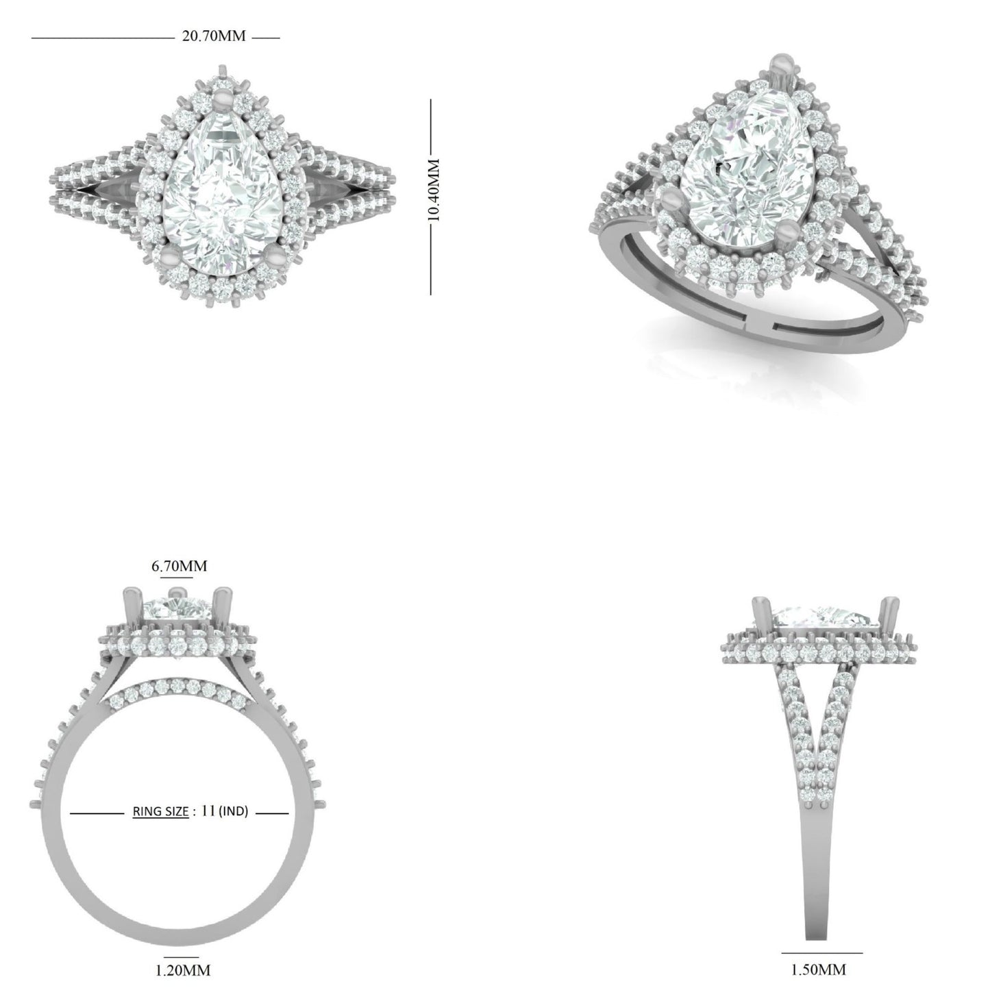 Pear Cut Diamond Solitaire Ring