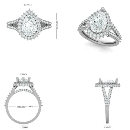 Pear Cut Diamond Solitaire Ring
