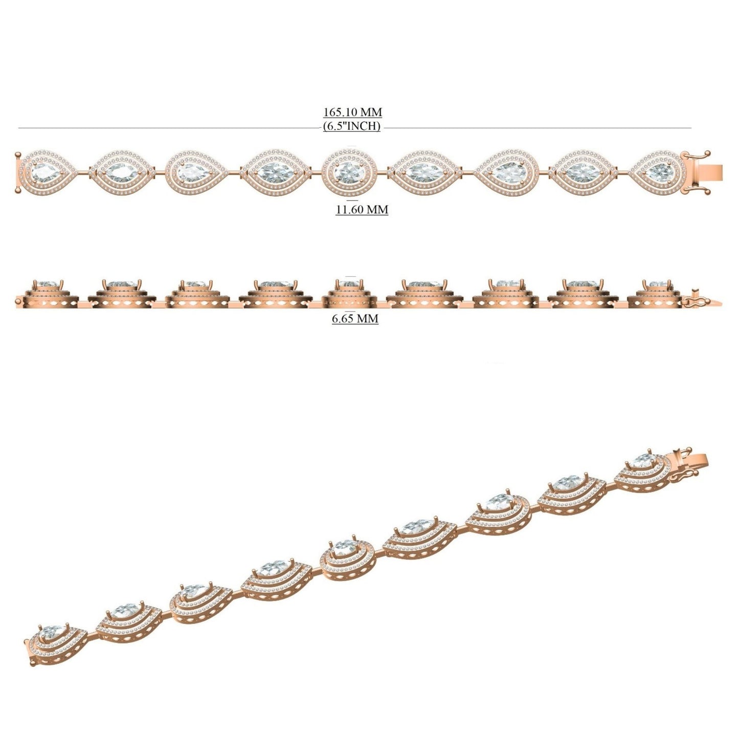 Marquise Oval Diamond Tennis Bracelet