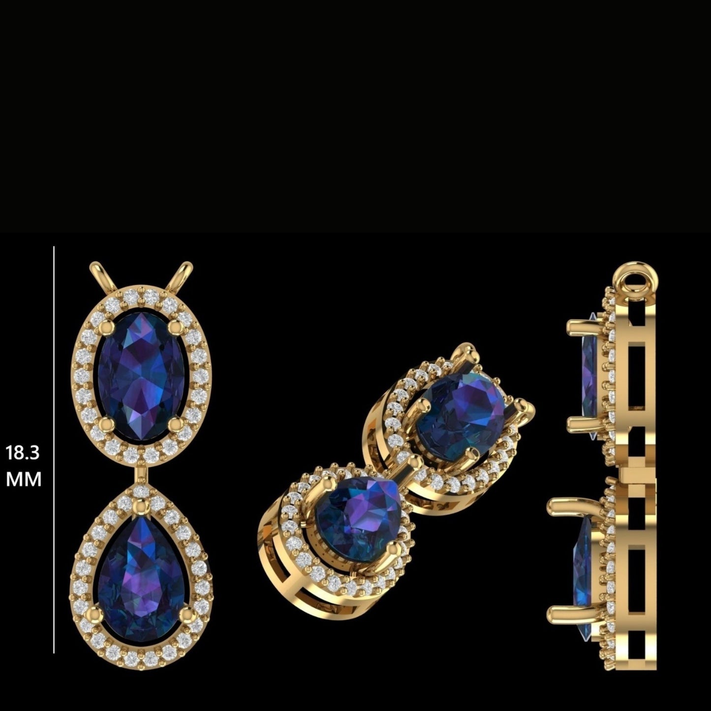 Blue Sapphire Natural Diamonds Halo Pendant Necklace