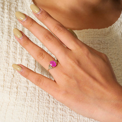 Oval Ruby Cluster Diamond Ring