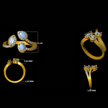 Fancy Cut Natural Diamond Open Ring