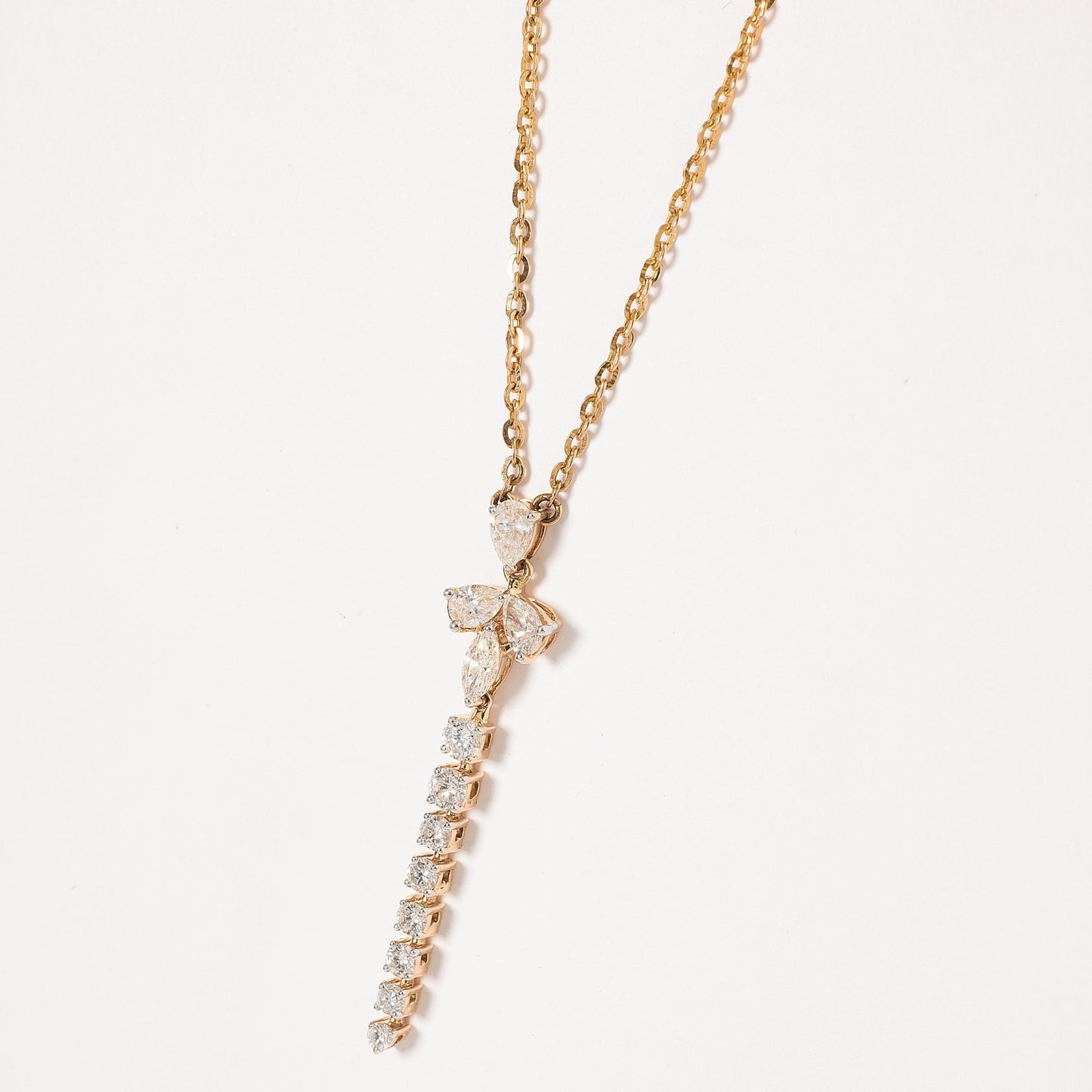 Marquise Pear Vertical Pendant Necklac