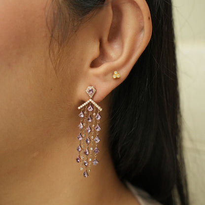 Spinel Diamond Tassel Earrings