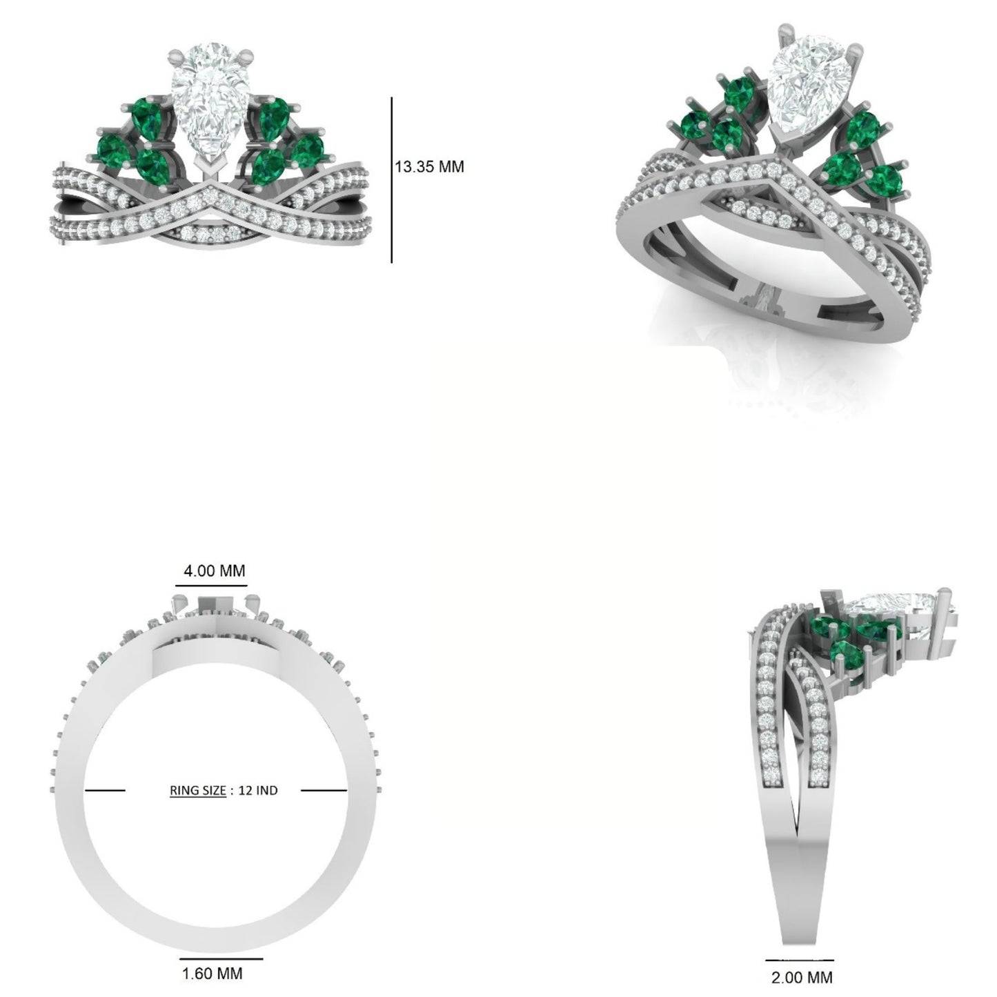Pear Diamond Cluster Ring