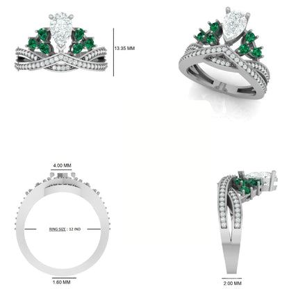Pear Diamond Cluster Ring