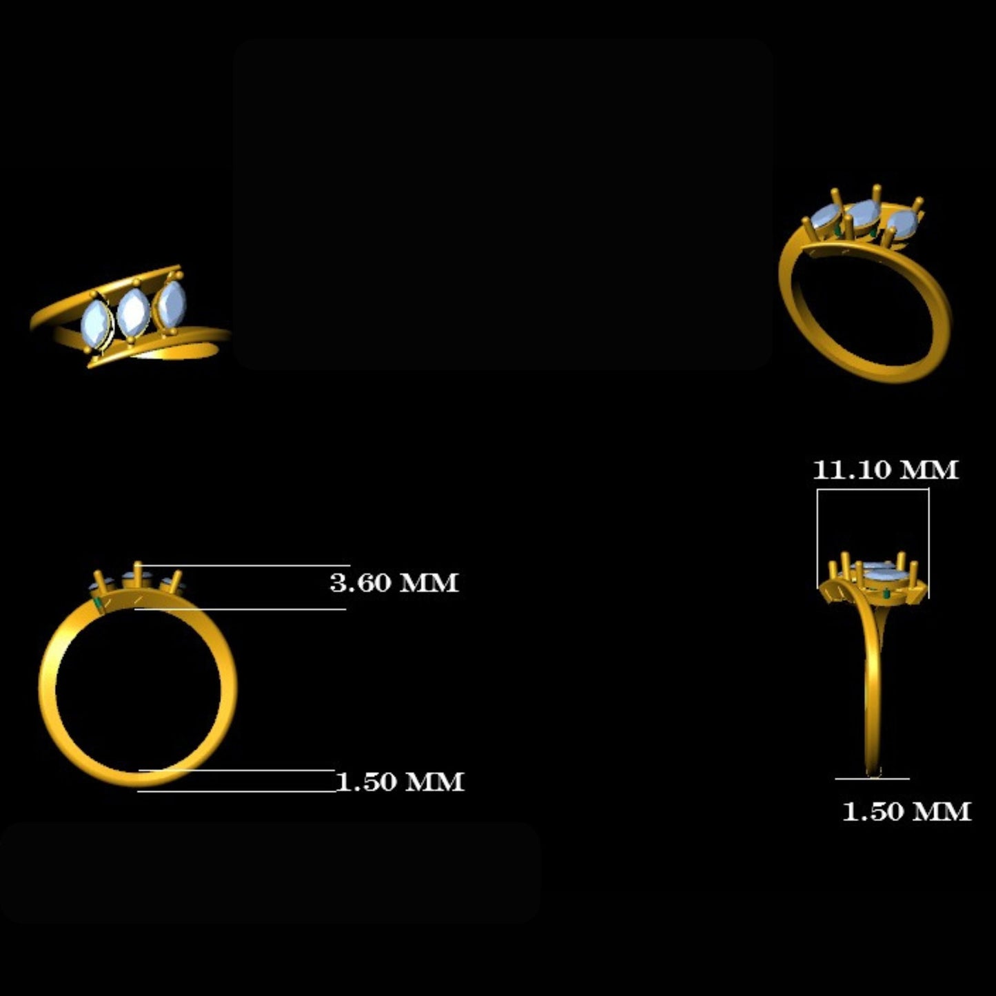 Marquise Three Stone Diamond Ring