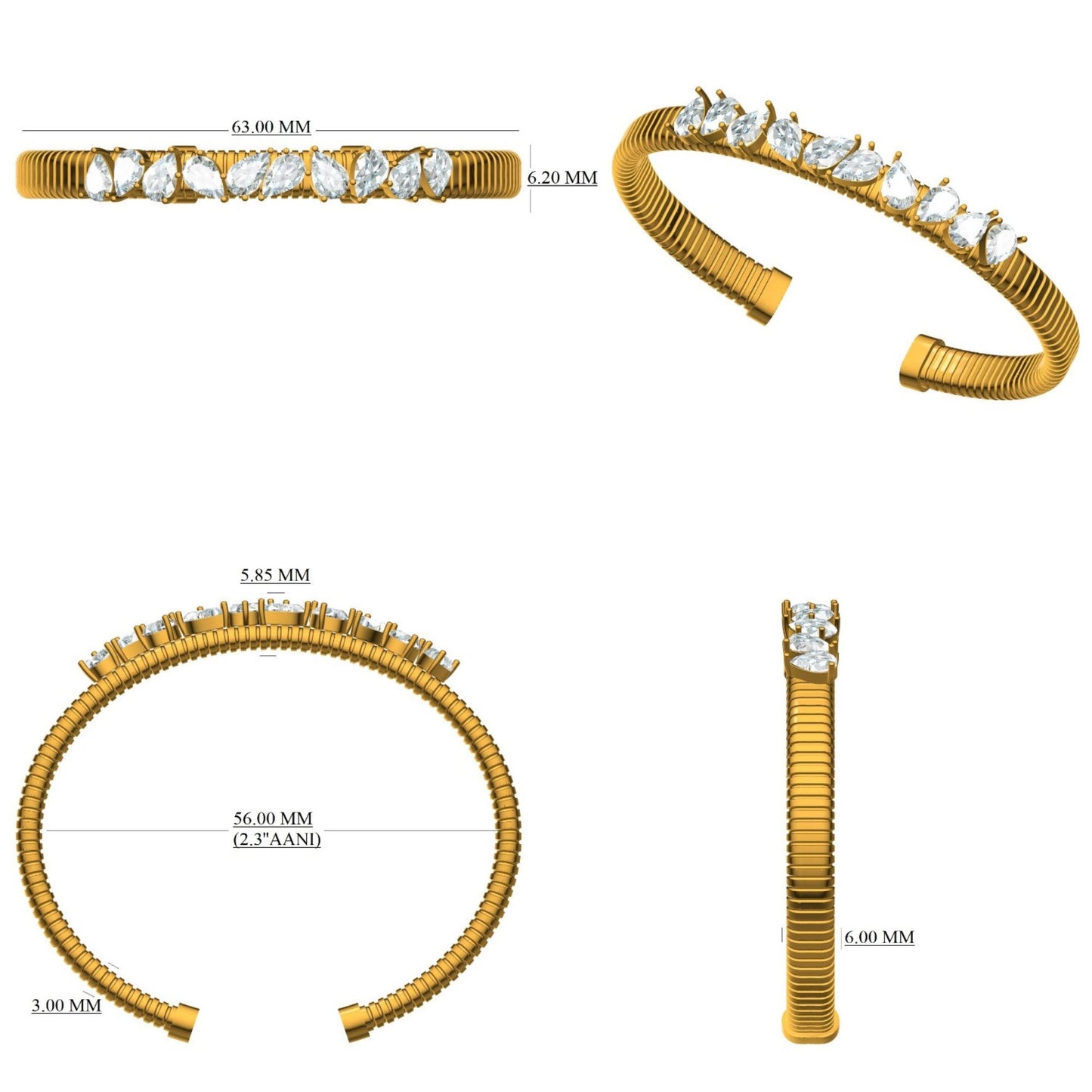 Pear Shape Diamond Cuff Bracelet