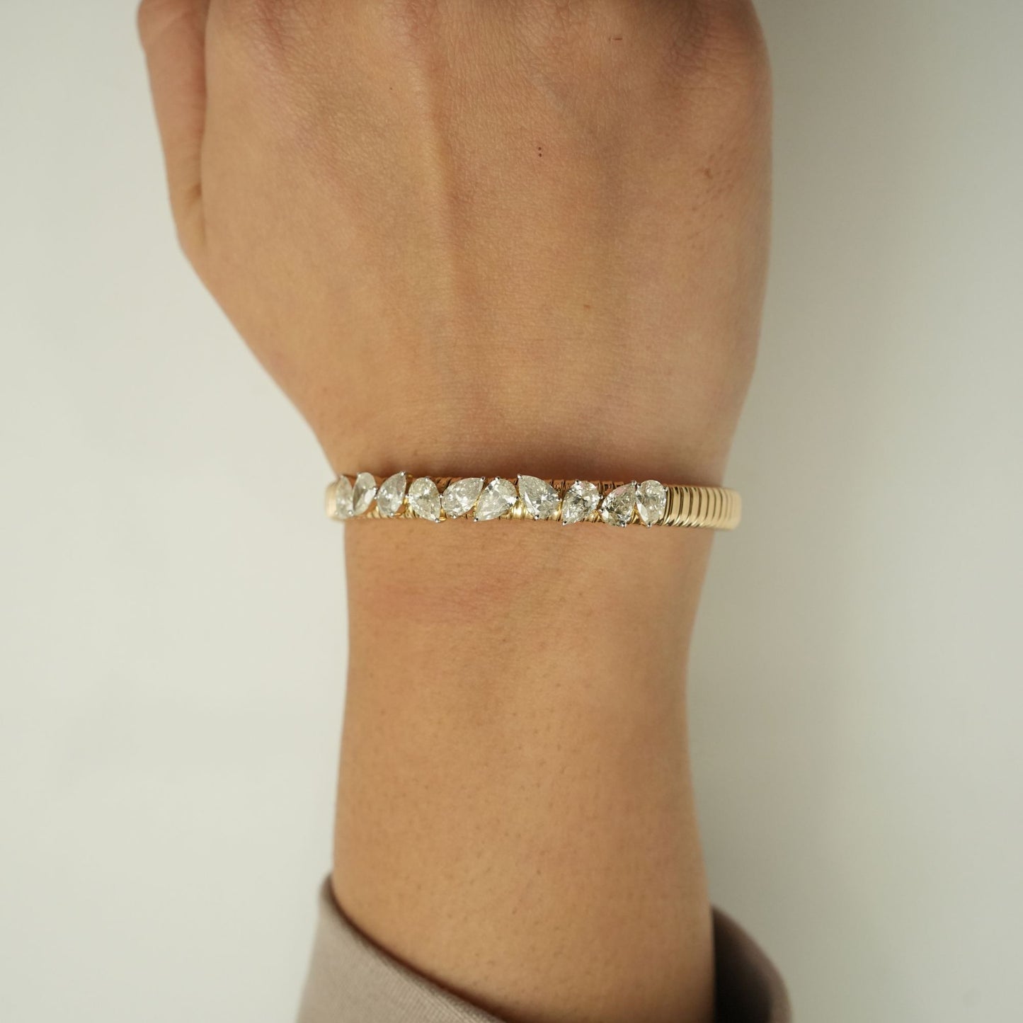Pear Shape Diamond Cuff Bracelet