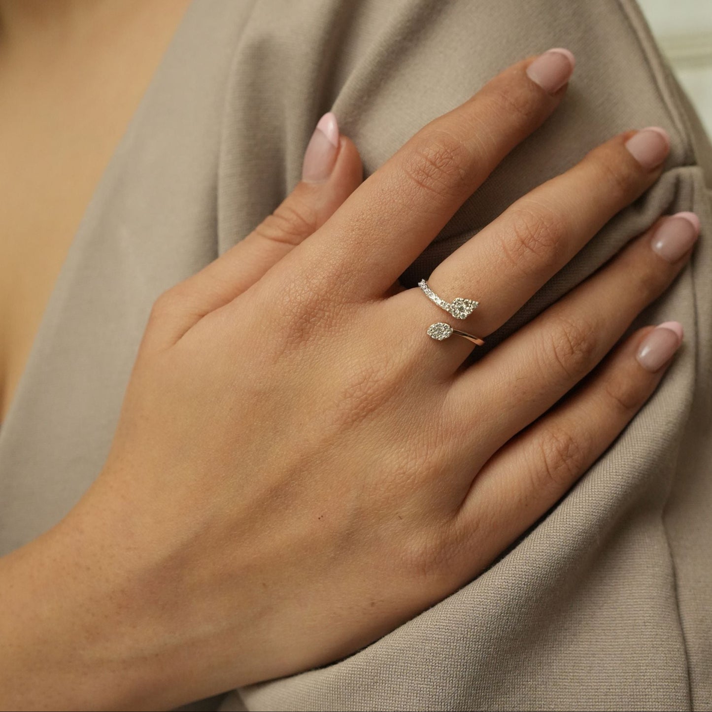 Pear Diamond Open Ring