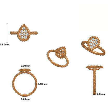 Pear Diamond Cluster Ring