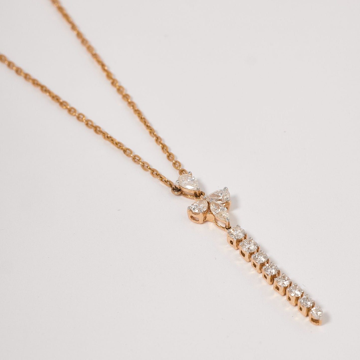 Marquise Pear Vertical Pendant Necklac