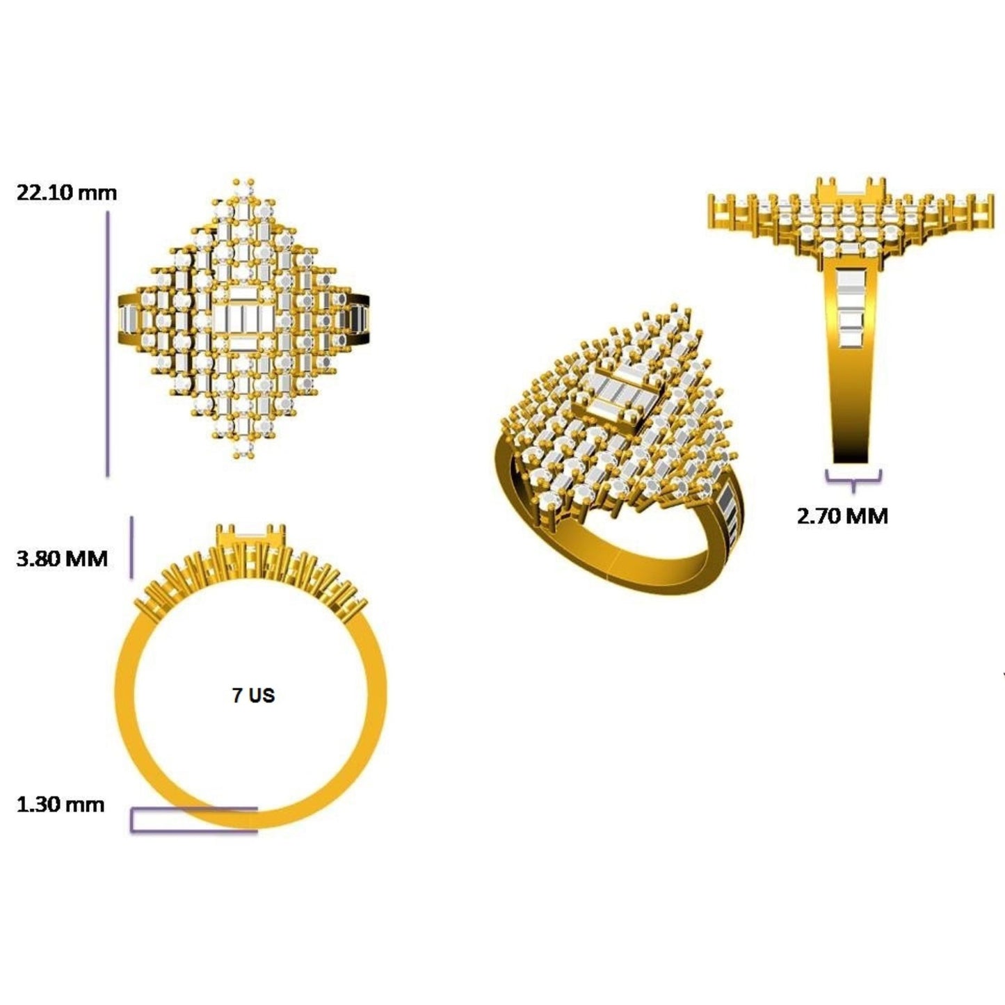 Baguette Cluster Diamond Ring