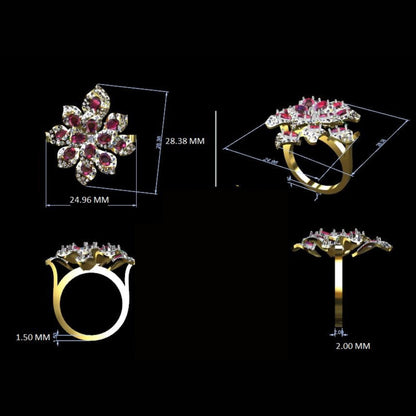 Pink Sapphire Diamond Flower Ring