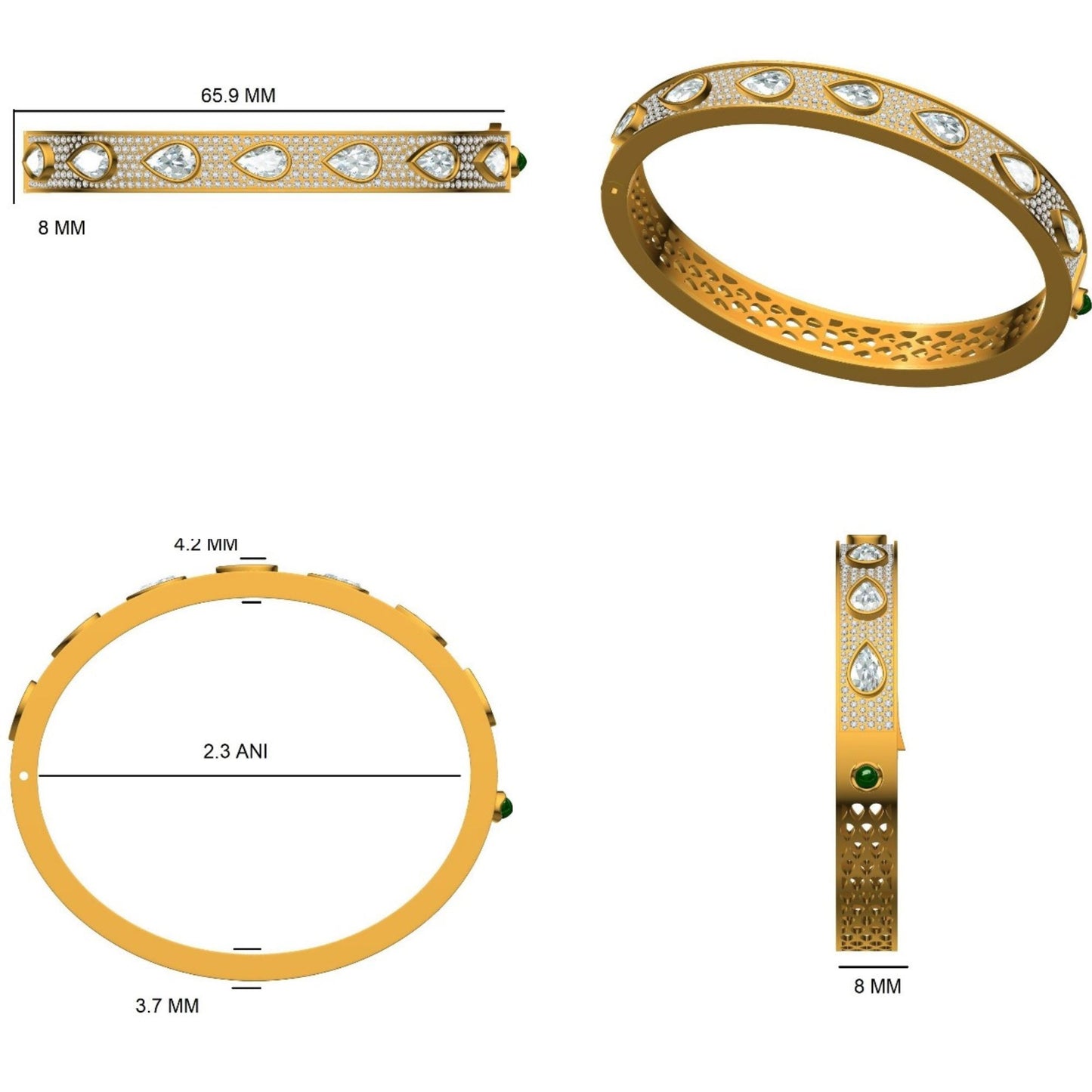 Teardrop Diamond Bangle Bracelet