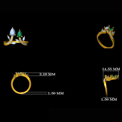 Emerald Tiara Diamond Ring