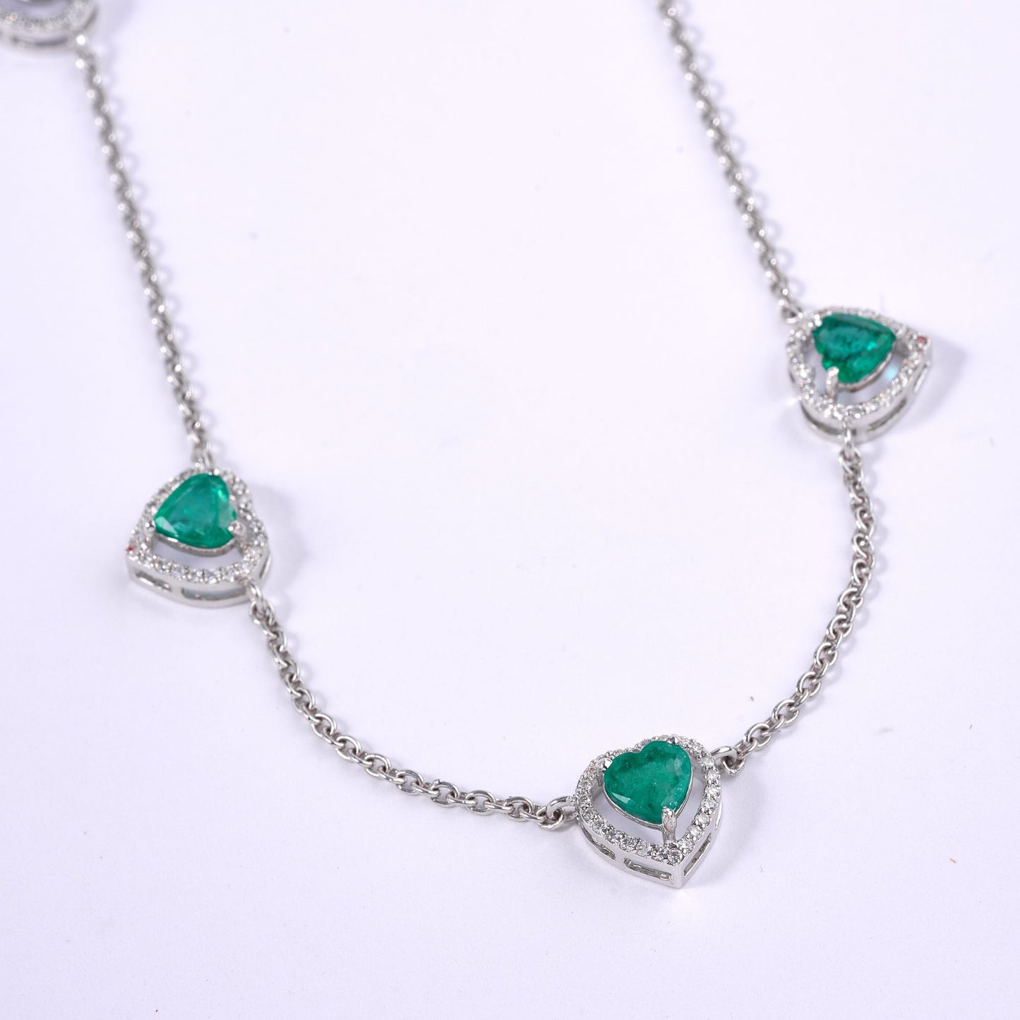 Emerald Heart Station Necklace
