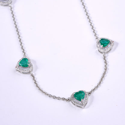 Emerald Heart Station Necklace