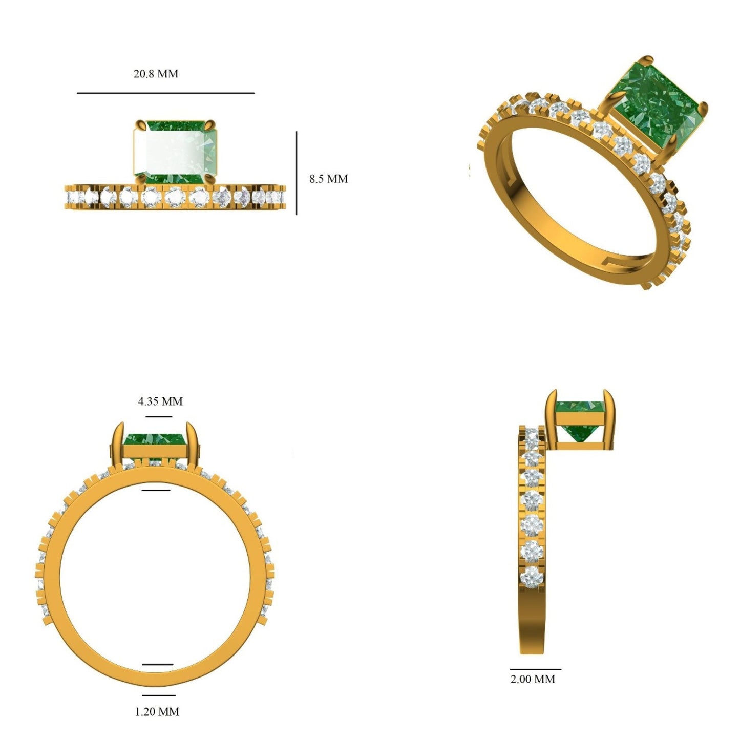 Natural Emerald Diamond Band Ring