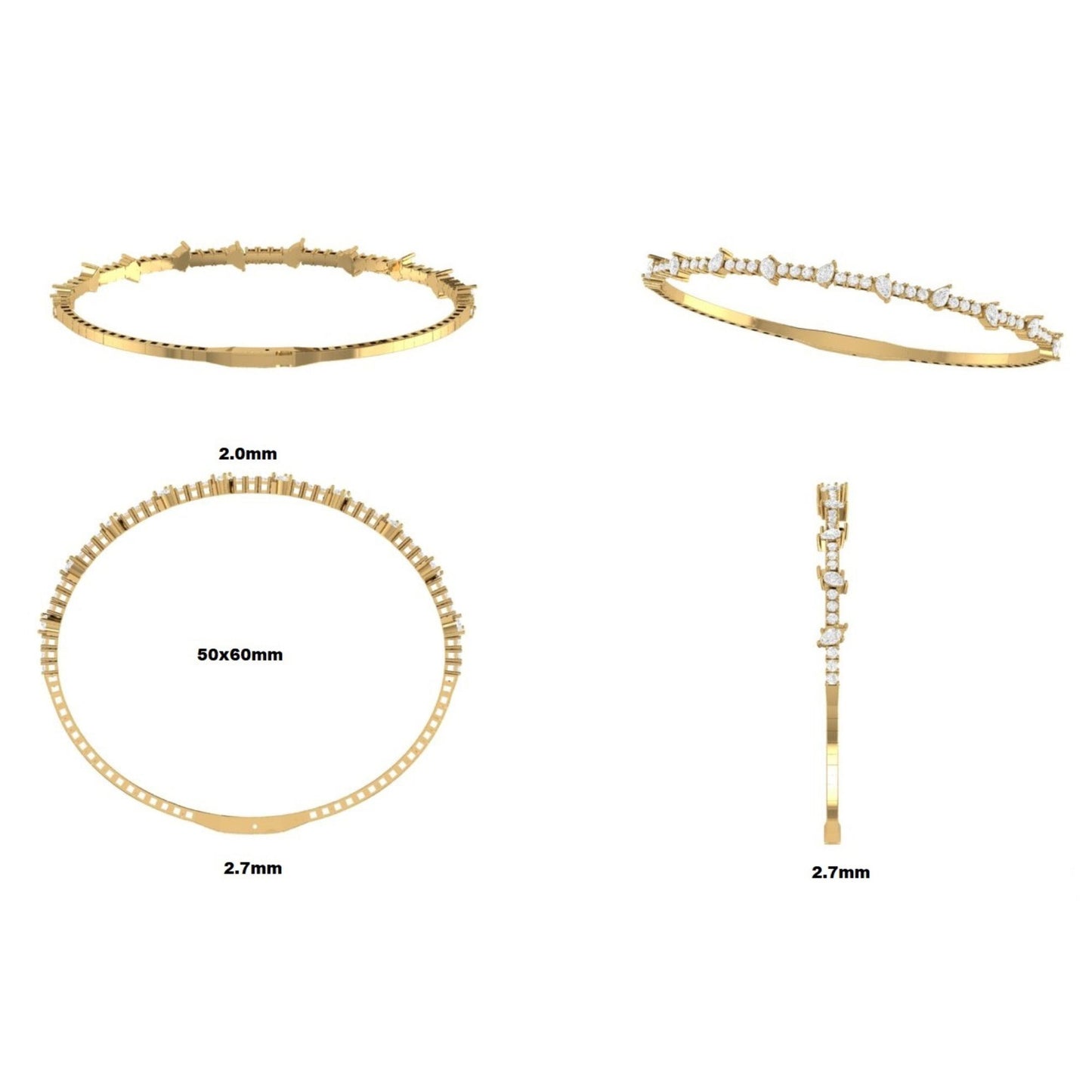 Pear Diamond Station Bracelet